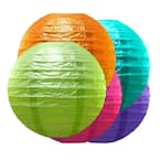 LUMABASE 10 in. Round Multi Color Paper Lanterns (5-Count) 78905