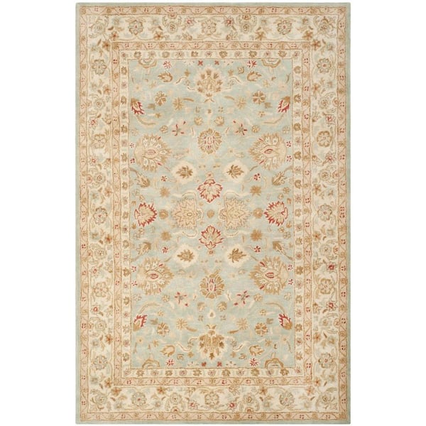 SAFAVIEH Antiquity Grey Blue/Beige 4 ft. x 6 ft. Border Area Rug