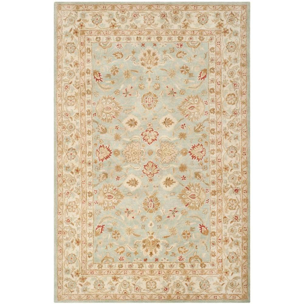 SAFAVIEH Antiquity Grey Blue/Beige 5 Ft. X 8 Ft. Border Area Rug AT822A ...