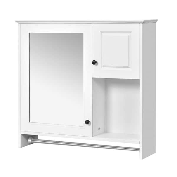30 in. W x 27.8 in. H White Rectangular Bathroom Wall Medicine Cabinet with Mirror, 2-Shelves
