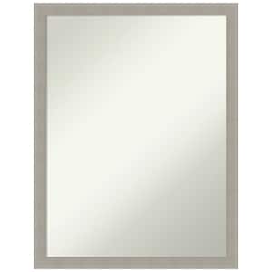 Woodgrain Stripe 20 in. W x 26 in. H Non-Beveled Casual Rectangle Wood Framed Bathroom Wall Mirror in Gray