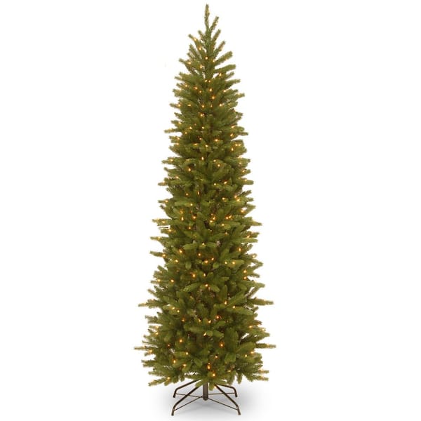 National Tree Company 6.5 ft. Grand Fir Pencil Slim Artificial Christmas Tree with Clear Lights