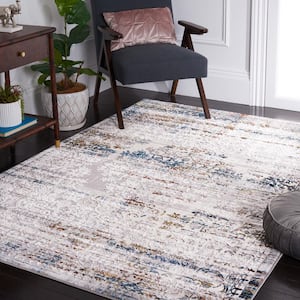 Amelia Gray/Blue Gold 8 ft. x 10 ft. Distressed Floral Area Rug