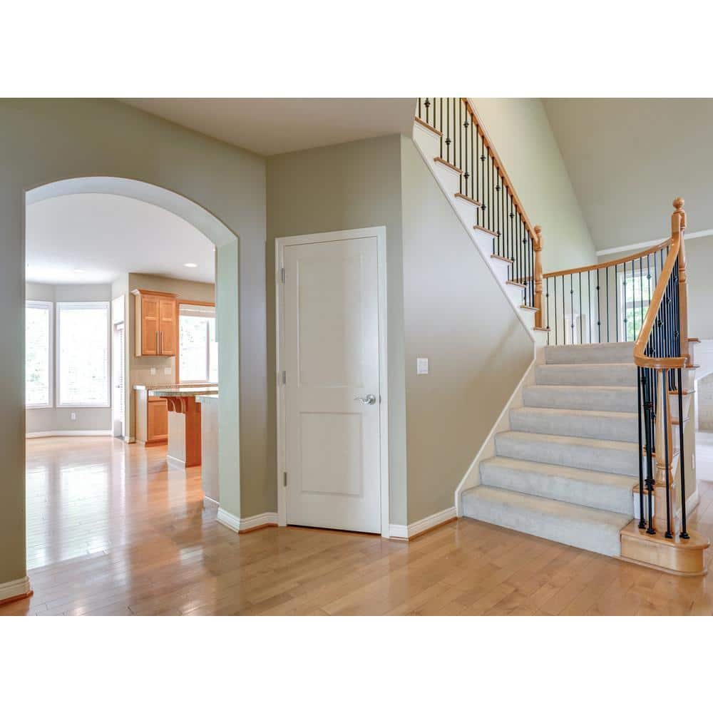 30 in. x 80 in. White Primed Solid Core Double Panel Prehung Door