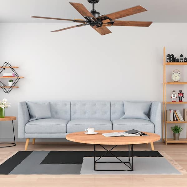 60 in. Winderige Indoor Matte Black Ceiling Fan with Remote Control and Downrod Included