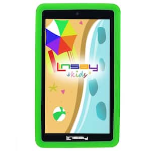 7 in. 2GB RAM 32GB Android 12 Quad Core Tablet with Green Kids Defender Case
