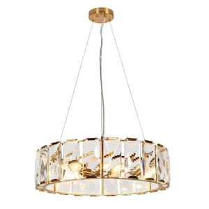 Ethel 6-Light Plating Brass Drum Chandelier with Crystals and No Bulbs Included