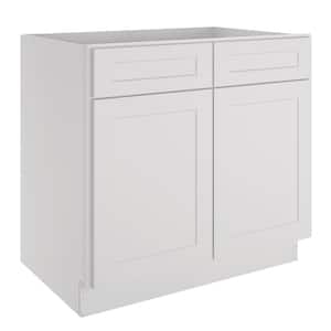 Newport Light Shaker Dove Plywood Ready to Assemble 2-Door 2-Drawer Base Kitchen Cabinet (36 in. x 34.5 in. x 24 in.）