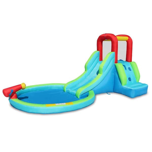 Inflatable Waterslide Bounce House with Slide, 13.1 ft. Long, Blue, Wet and Dry Play for Kids, Backyard Waterpark Fun