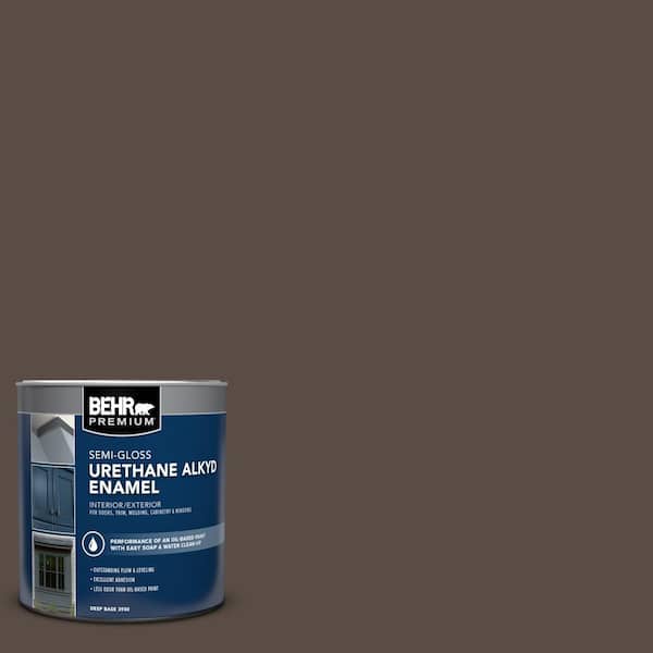 BEHR PREMIUM 1 qt. #PPU5-19 Dark Truffle Semi-Gloss Enamel Urethane Alkyd Interior/Exterior Paint