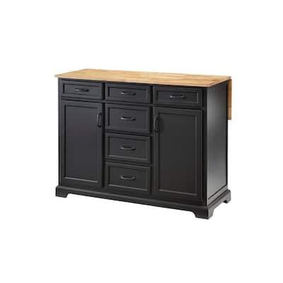 Black Kitchen Island with Natural Butcher Block Top
