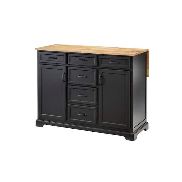 Home Decorators Collection Black Kitchen Island with Natural Butcher Block Top