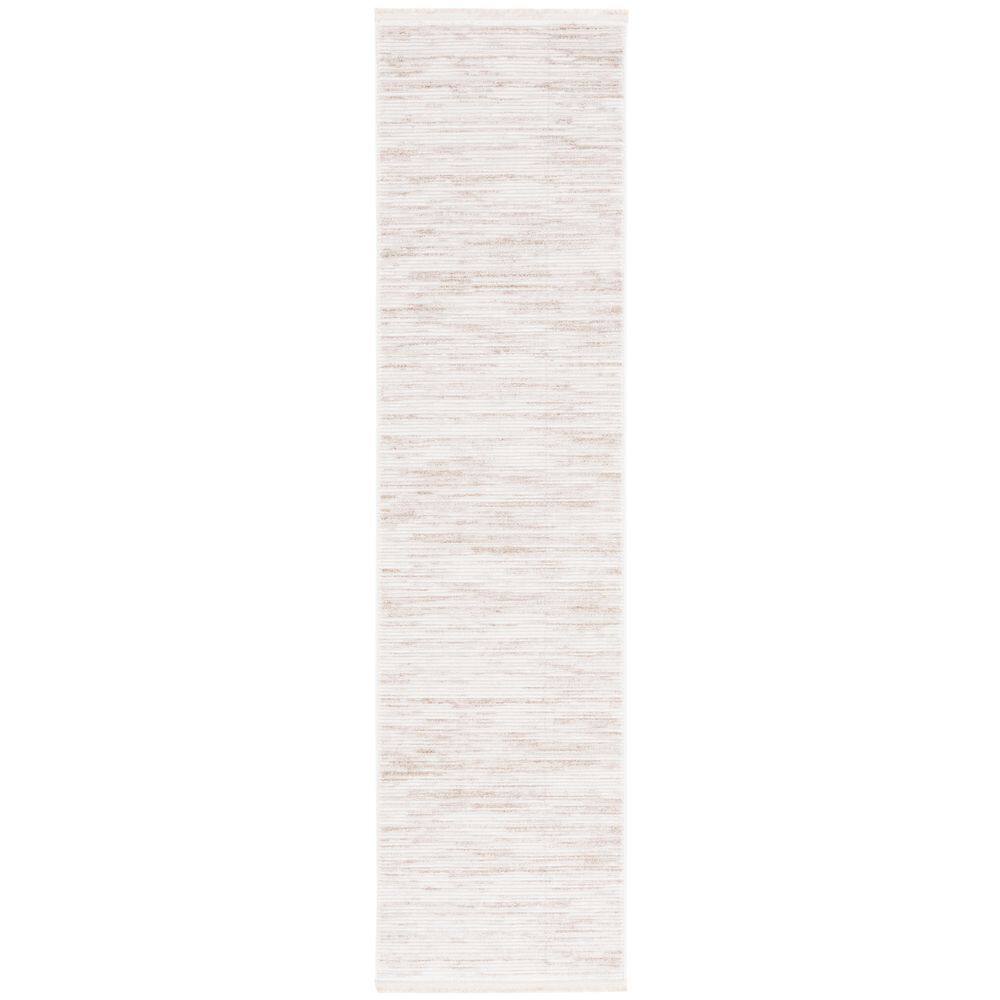 Ivory and Beige Synthetic Cotton Runner Rug, 2'2" x 8'