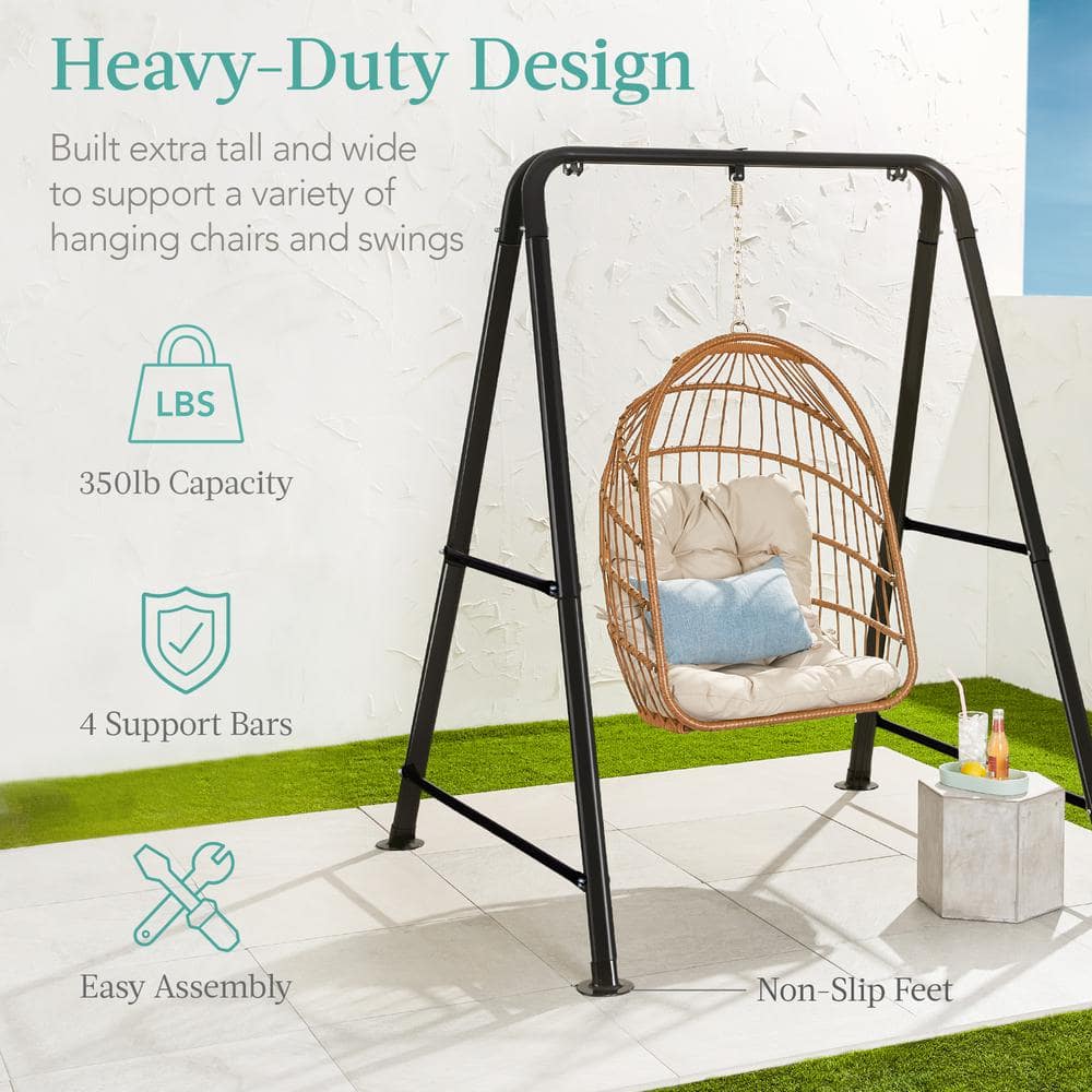 Extra Tall Black Steel Hanging Chair Stand with Hardware