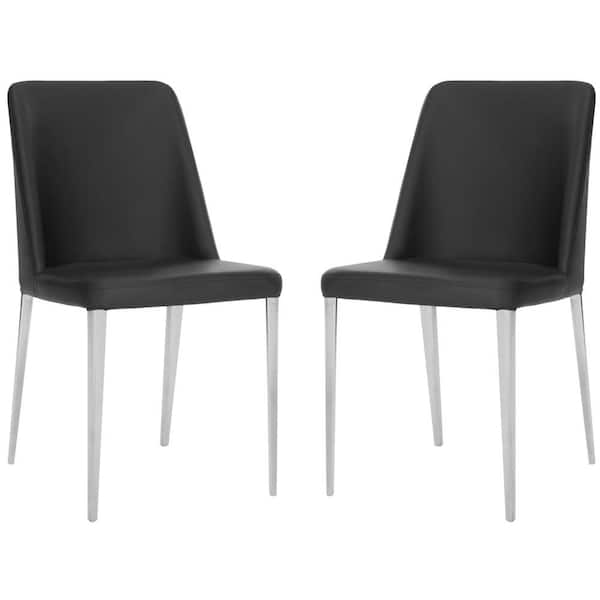 SAFAVIEH Baltic Black Bicast Leather Dining Chair (Set of 2)