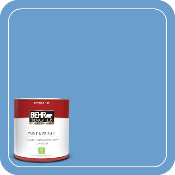 BEHR PREMIUM PLUS 1 qt. #570B-5 Gulf Stream Flat Low Odor Interior Paint & Primer