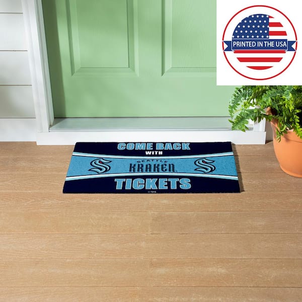 Seattle Kraken 28 in. x 16 in. PVC "Come Back With Tickets" Trapper Door Mat
