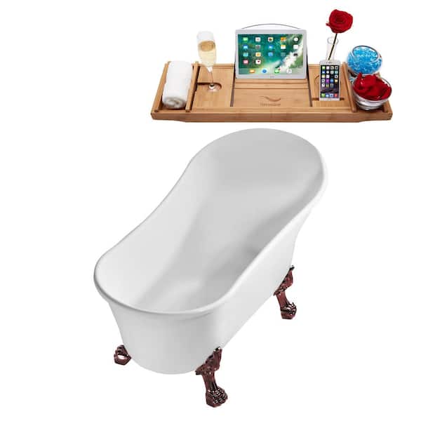 67 in. Acrylic Clawfoot Non-Whirlpool Bathtub in White