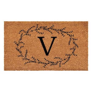 Rustic Leaf Vine Monogrammed Doormat, 36" x 72" (Letter V)
