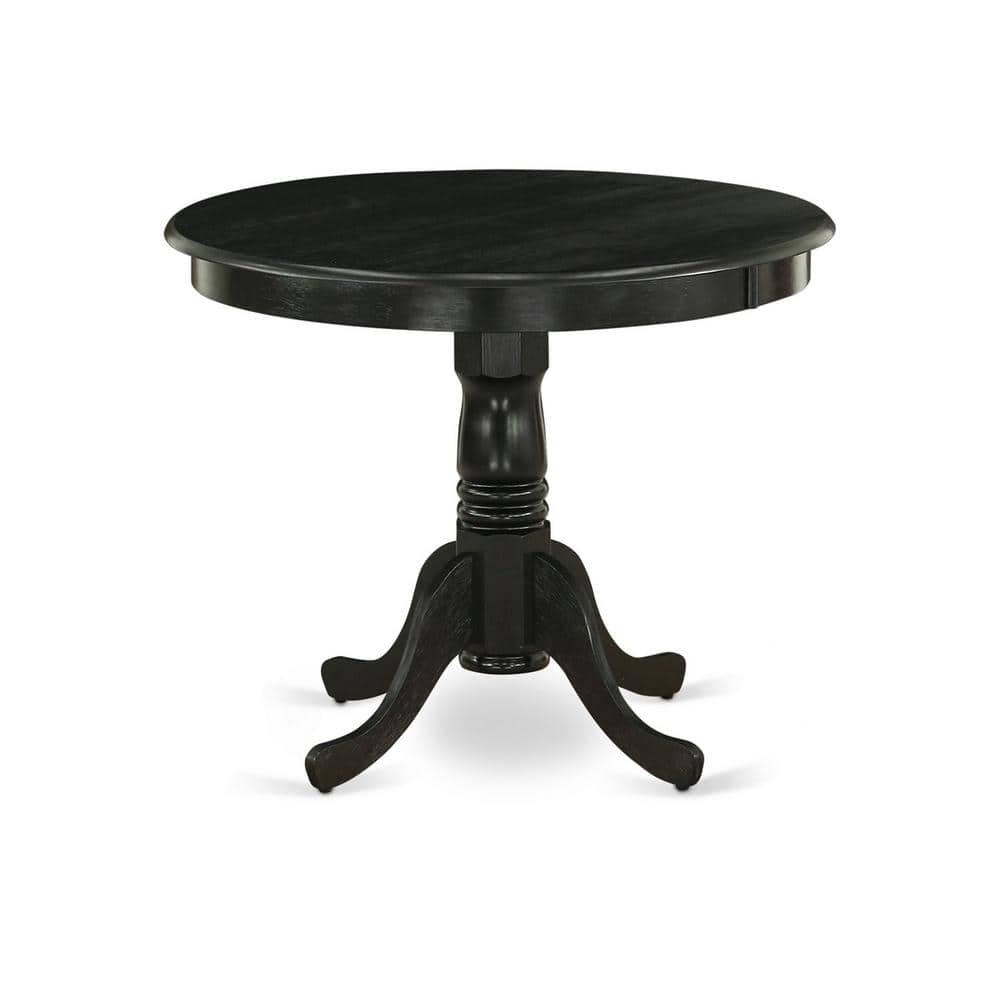 3-Piece Wire Brushed Black Solid Wood Top - Button Tufted Dining Room Set - Seats 4