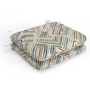 Geometric 18.5 in W x 3 in H Square Outdoor Chair Pad Cushion with Ties 2-Count in Estie Rattan