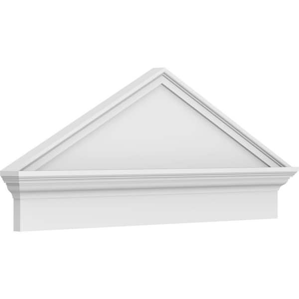 Ekena Millwork 40 in. W x 16-7/8 in. H x 2-3/4 in. P (Pitch 6/12) Peaked Cap Smooth Signature Urethane Combination Pediment, Primed Tan