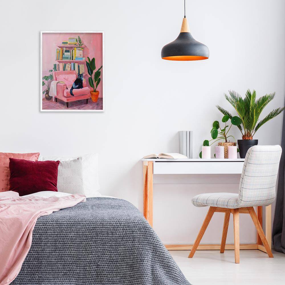 Calm & Cozy Pink Interior by Lil' Rue White Framed Animal Giclee Art Print 30 in. x 24 in. price history on PriceWatchPro