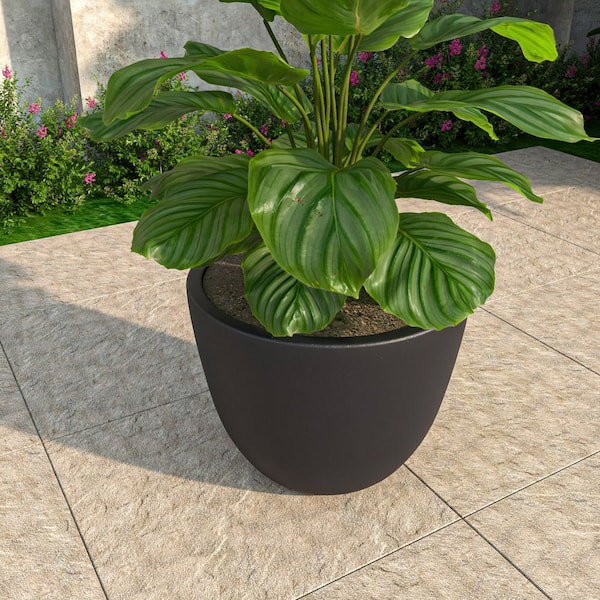 Dahlia Modern 17.5 in. Black Fiberstone and Clay Tapered Round Planter for Indoor and Outdoor