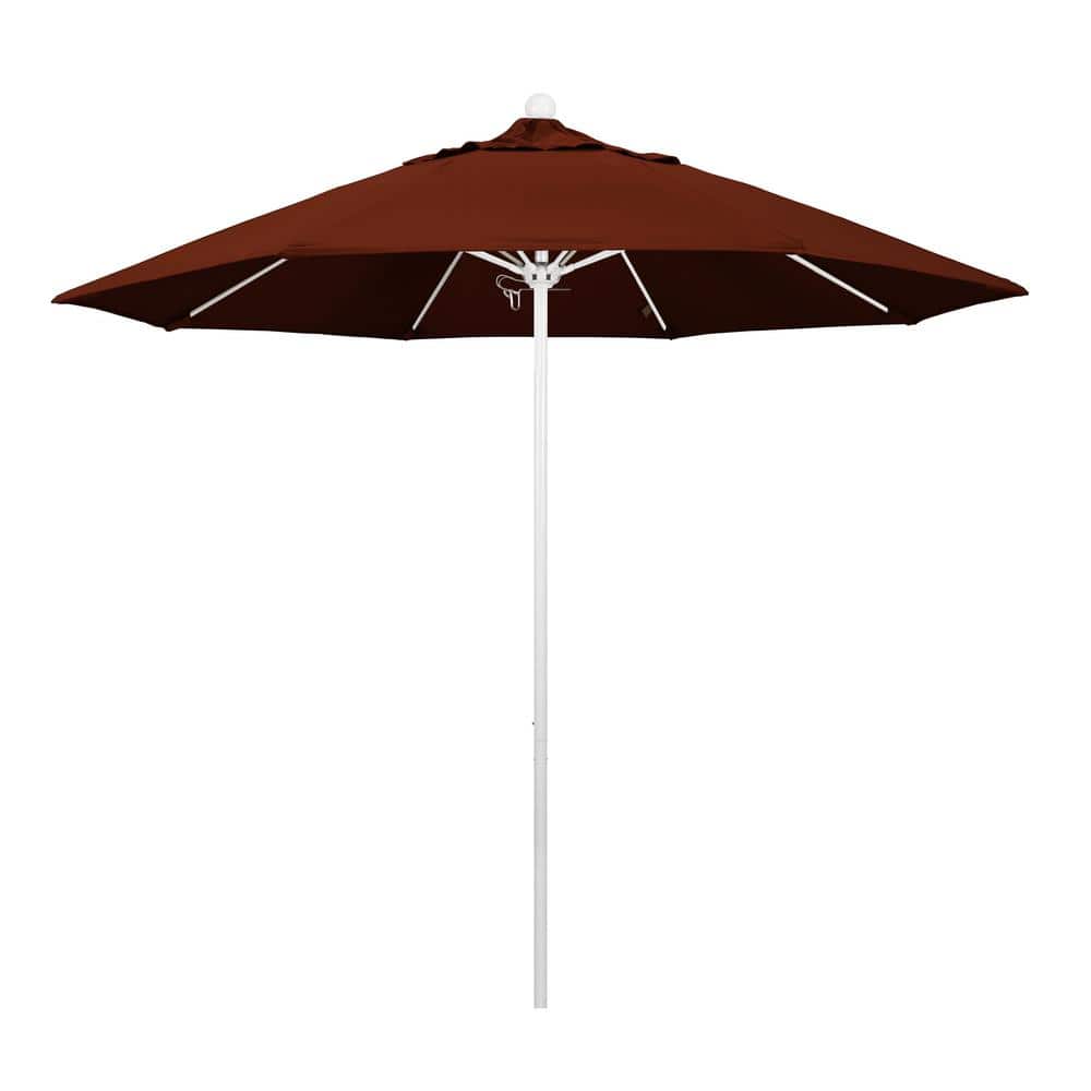 9 ft. Fiberglass Market Pulley Open Matted White Patio Umbrella in Brick Pacifica price history on PriceWatchPro