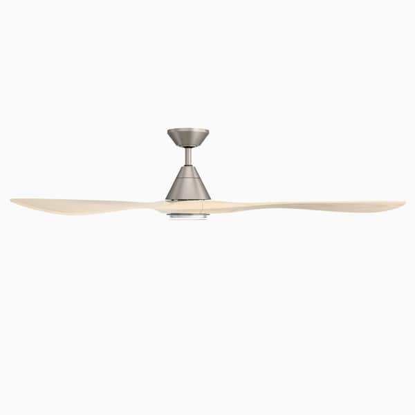 Carve 72 in. Smart Indoor/Outdoor Antique Nickel/White Oak Downrod Mount Standard Ceiling Fan 4CCT Integrated LED