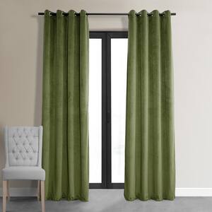 Signature Basque Green Grommet Blackout Velvet Curtain 50 in. W x 120 in. L (1 Panel)