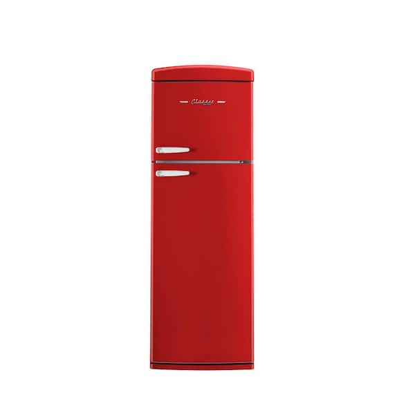 Classic Retro 23.8 in. 11 cu. ft. Frost Free Top Freezer Refrigerator in Canday Apple Red, Energy Star