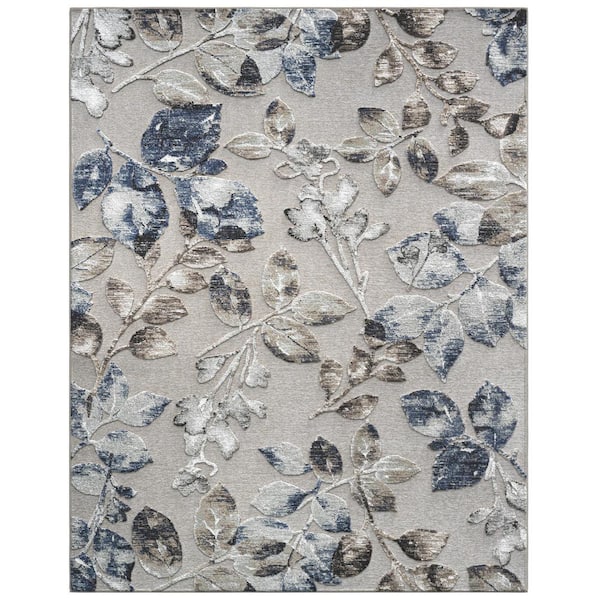 Sams International Napa Adina Beige/Brown/Ivory/Blue 5 ft. 3 in. x 7 ft. 6 in. Floral Chenille and Viscose Area Rug