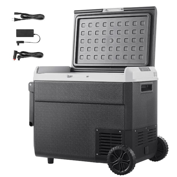 2.24 cu. ft. Car Refrigerator Outdoor Refrigerator with Cooler and Wheels, LED in Black, DC/AC Powered for Travel