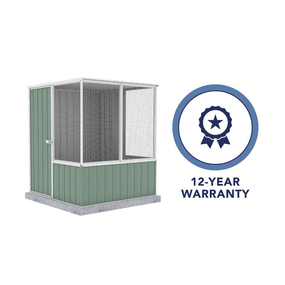 Pale Eucalypt Galvanized Steel 5'x5' Chicken Coop with Mesh Panels