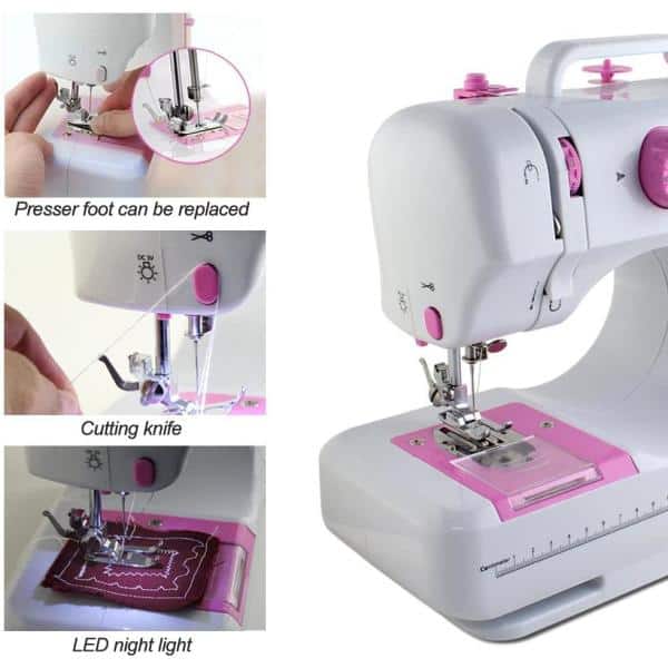 rxmeili Sewing Machine Portable mini Electric Sewing Machine for beginners  12 Built-in Stitches 2 Speed with Foot Pedal，Light, Storage Drawer