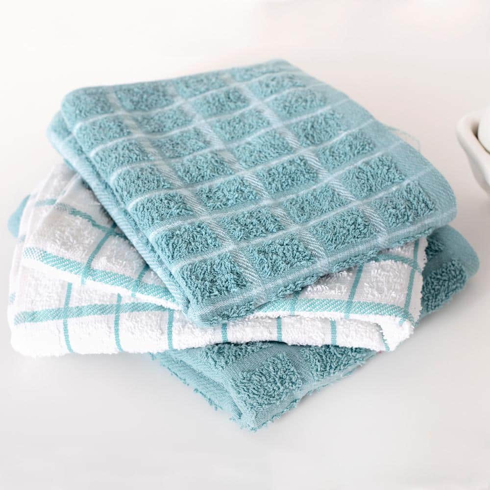 Dew Terry Cotton Check Kitchen Towel Set, 3-Pack
