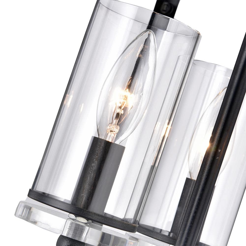 Antique Black 3-Light Lantern Pendant with Clear Glass Shades