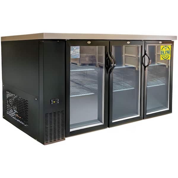70.5 in. W 19.2 cu. ft. Commercial NSF Beer Black Glass Door Back Bar Cooler case EBB72-H2 in Black