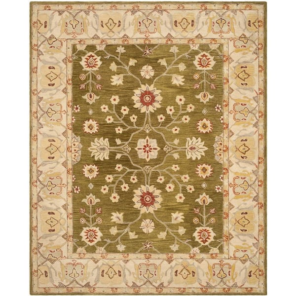 SAFAVIEH Anatolia Moss/Ivory 8 ft. x 10 ft. Border Area Rug