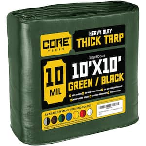 10 ft. x 10 ft. Green/Black 10 Mil Heavy Duty Polyethylene Tarp, Waterproof, UV Resistant, Rip and Tear Proof