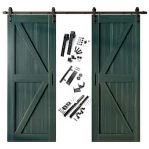 24 in. x 96 in. K-Frame Royal Pine Double Pine Wood Interior Sliding Barn Door with Hardware Kit, Non-Bypass