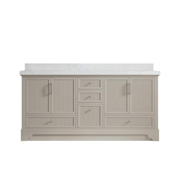 Willow Collections Alys 72 in. W x 22 in. D x 36 in. H Double Sink Bath Vanity in Fine Grain with 2 in. Empira Quartz Top