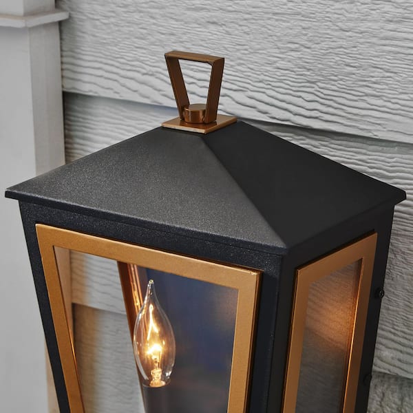 Home Decorators Collection Lampson 16 in. 2-Light Black with Gold