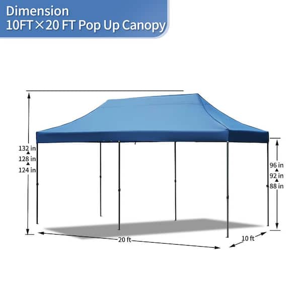 Tenleaf 10 ft. x 20 ft. Blue Heavy-Duty Party Pop Up Canopy