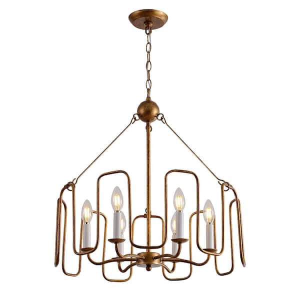 Jojospring Erica 21 in. 6-Light Rustic Gold Drum Chandelier for Living Room