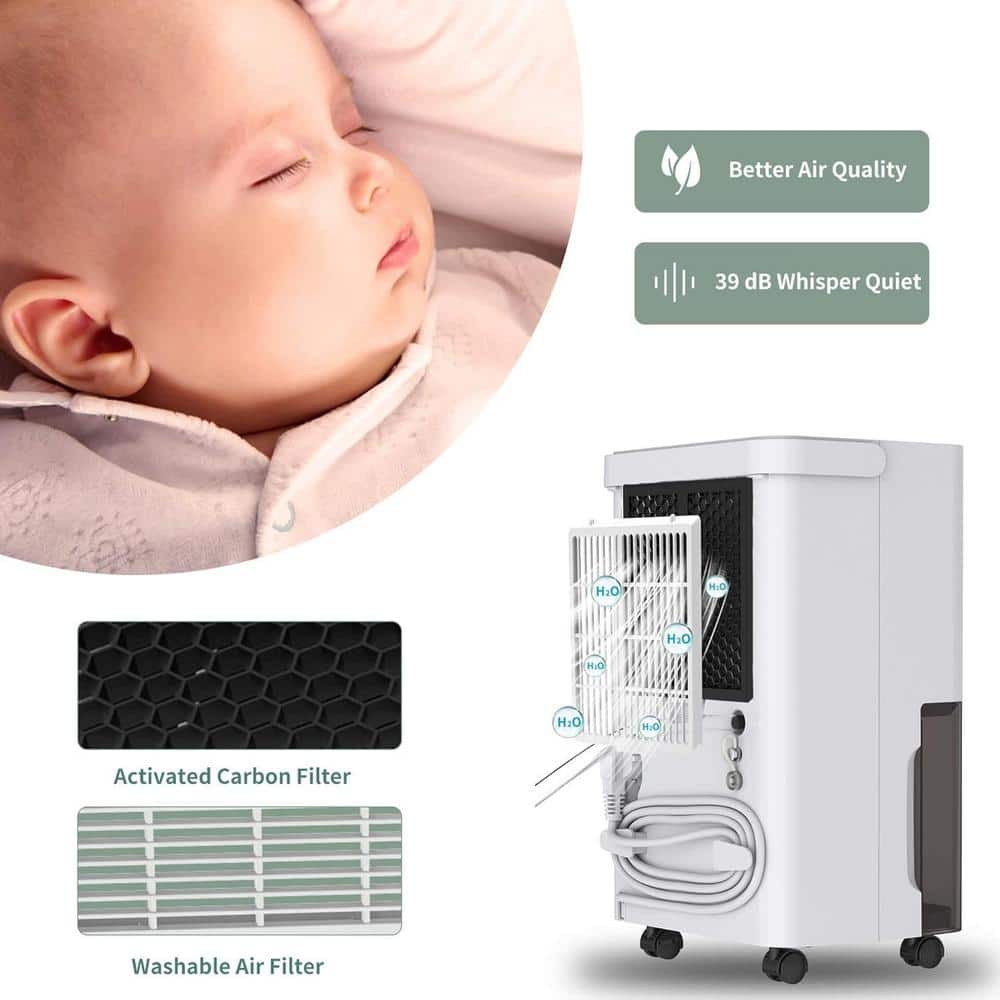 Uhome 30 Pint White Portable Dehumidifier with Air Purifier