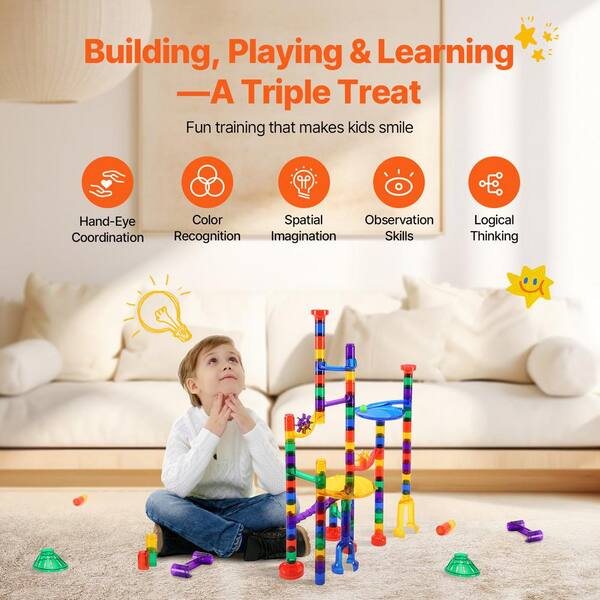 VEVOR Marble Run Set, 110-Piece Marble Maze Building Block Brain