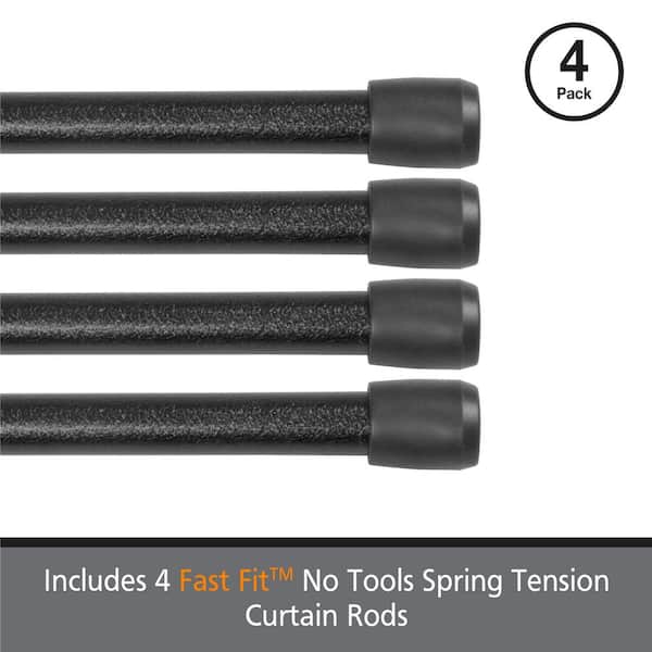 Window Spring Rods Tension Rods 4-Pack Tension Curtain Rods 23-48 Inches - No Drill Black ...