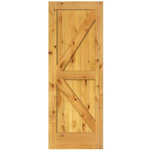 30 in. x 84 in. 2-Panel Solid Core Prefinished Natural Knotty Alder Interior Barn Door Slab